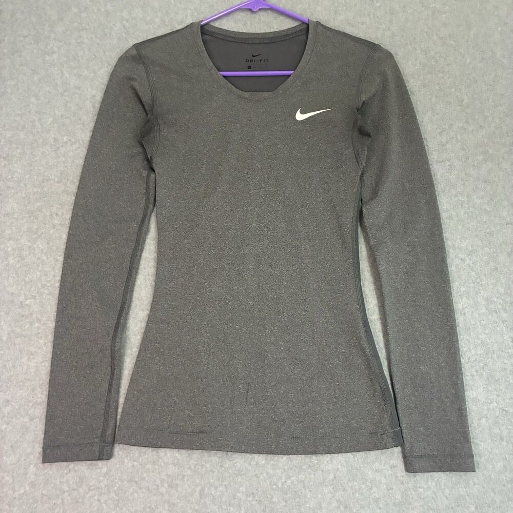 Women’s Nike Dri Fit Gray Long Sleeve Athletic Running Workout Top XS